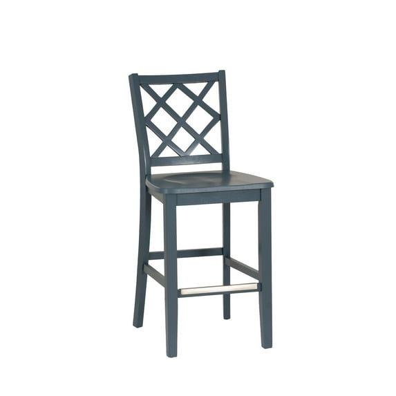 Linon Nico Sturdy Wood Lattice Back Counter Stool in Crisp Graphite Finish