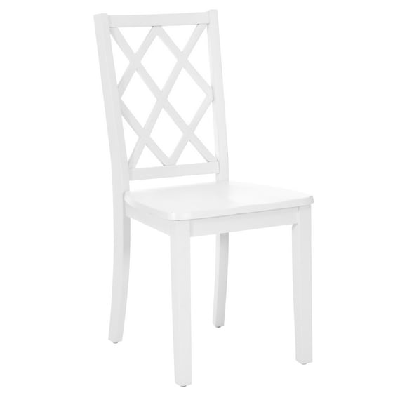 Linon Nico Side Chair Lattice Back Design in Crisp White Finished Wood