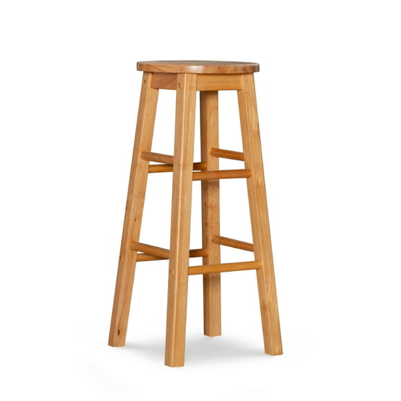 Linon McMullen 29" Round Solid Wood Bar Stool, Natural Finish
