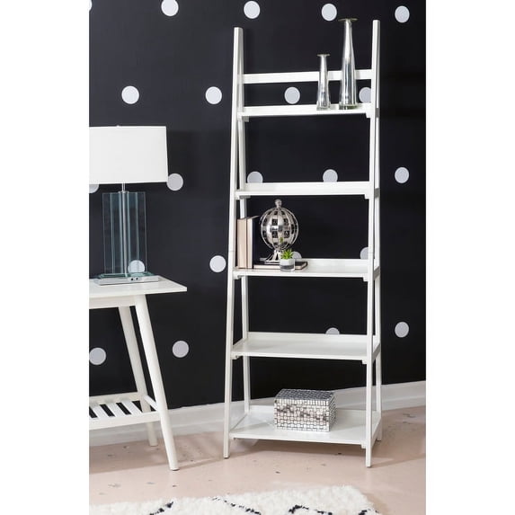 Linon Meade Mid-century Modern Ladder Bookcase White