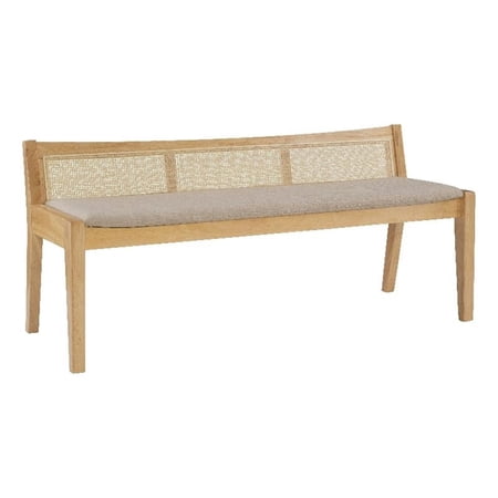 Linon Memphis Wood Entryway Bench with Cushioned, Beige Brown