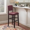 thumbnail image 1 of Linon Metairie 30" Indoor Wood Bar Stool, Espresso/Dark Red Faux Leather, 1 of 11