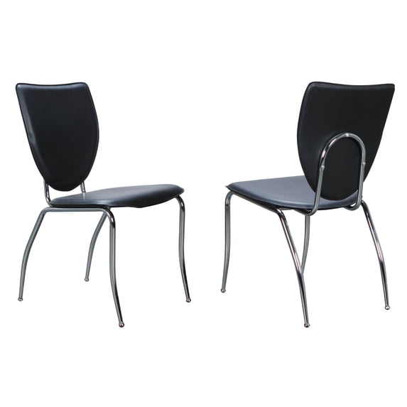 Linon Metal Chapata Stacking Dining Chairs, Set of 2, Black Faux Leather