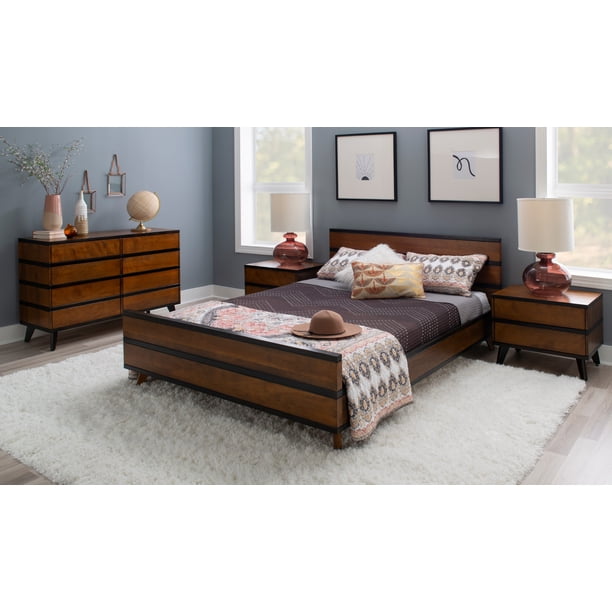 Linon Mid Century Wood Platform Queen Bed - Walmart.com