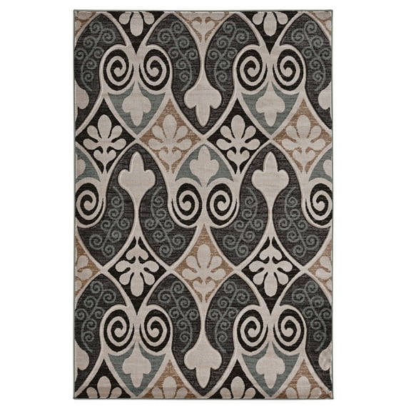 Linon Milan Bilson Machine Made Polypropylene 5'x7'6" Rug in Black