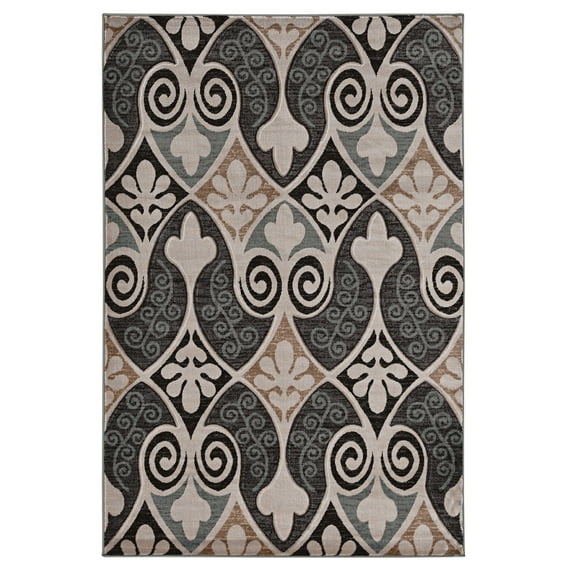Linon Milan Bilson Machine Made Polypropylene 5'x7'6" Rug in Black