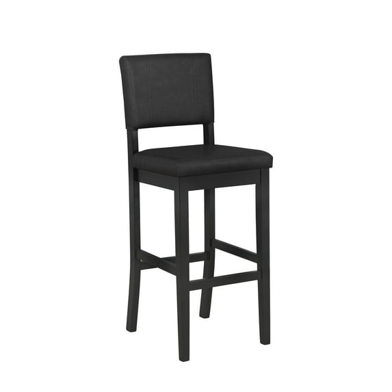 Linon Milano 31" Indoor Padded Mid Back Barstool, Black Faux Leather