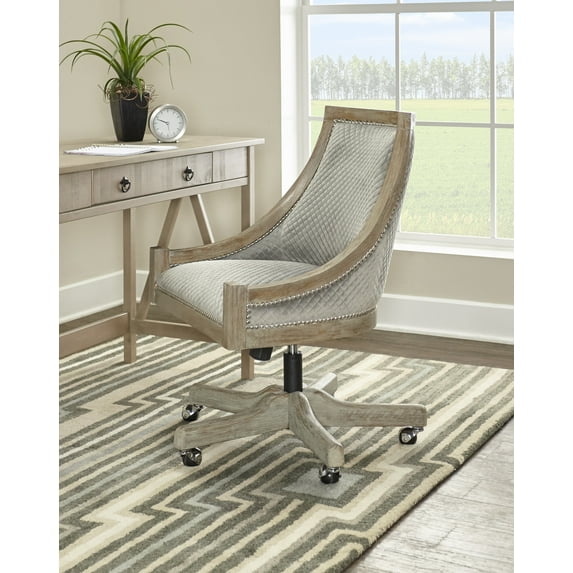 Linon Mimi Quilted Fabric Adjustable Seat Height Task Chair, Gray
