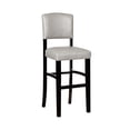 thumbnail image 1 of Linon Monaco Full Back Wood Bar Stool, 30" Seat Height, Black Finish with Dove Gray Fabric, 1 of 4