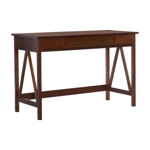 Linon Moreland 46" Single Drawer Writing Desk, Antique Tobacco