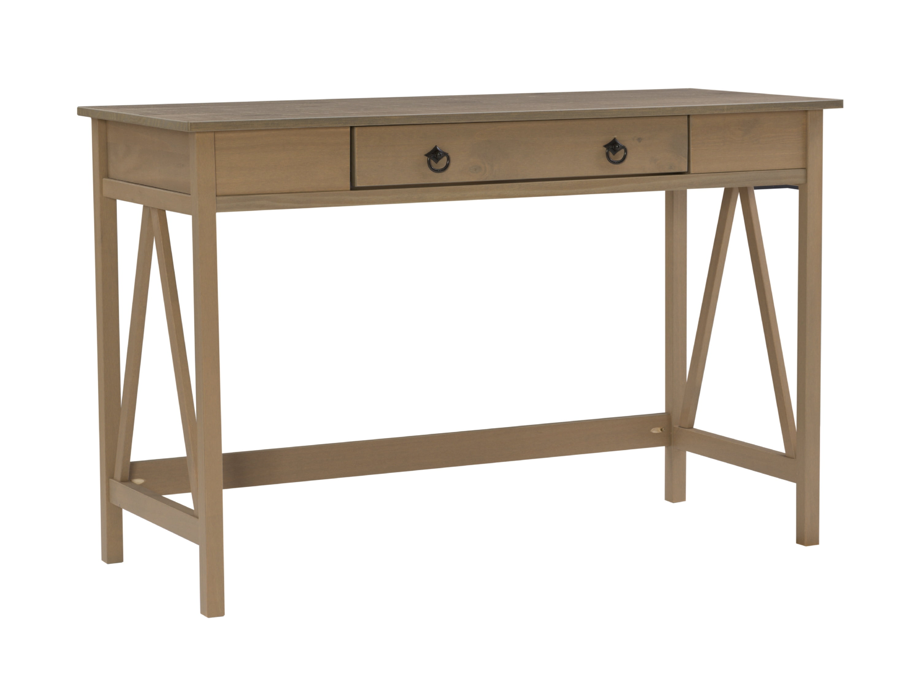 Linon Moreland Single Drawer Solid Wood Desk, Driftwood Finish