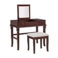 thumbnail image 1 of Linon Morton 2-Piece Vanity Set with Flip-Top Mirror and Upholstered Stool, Walnut/Beige, 1 of 20