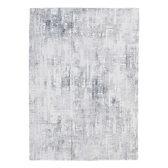 Linon Motif Printed Faux Rabbit Domo Polyester 3'x5' Accent Rug in Ivory