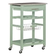thumbnail image 1 of Linon Natalie Granite Top Rolling Kitchen Storage Island in Green Wood, 1 of 12