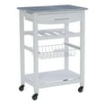 thumbnail image 1 of Linon Natalie Granite Top Rolling Kitchen Storage Island in White Wood, 1 of 12