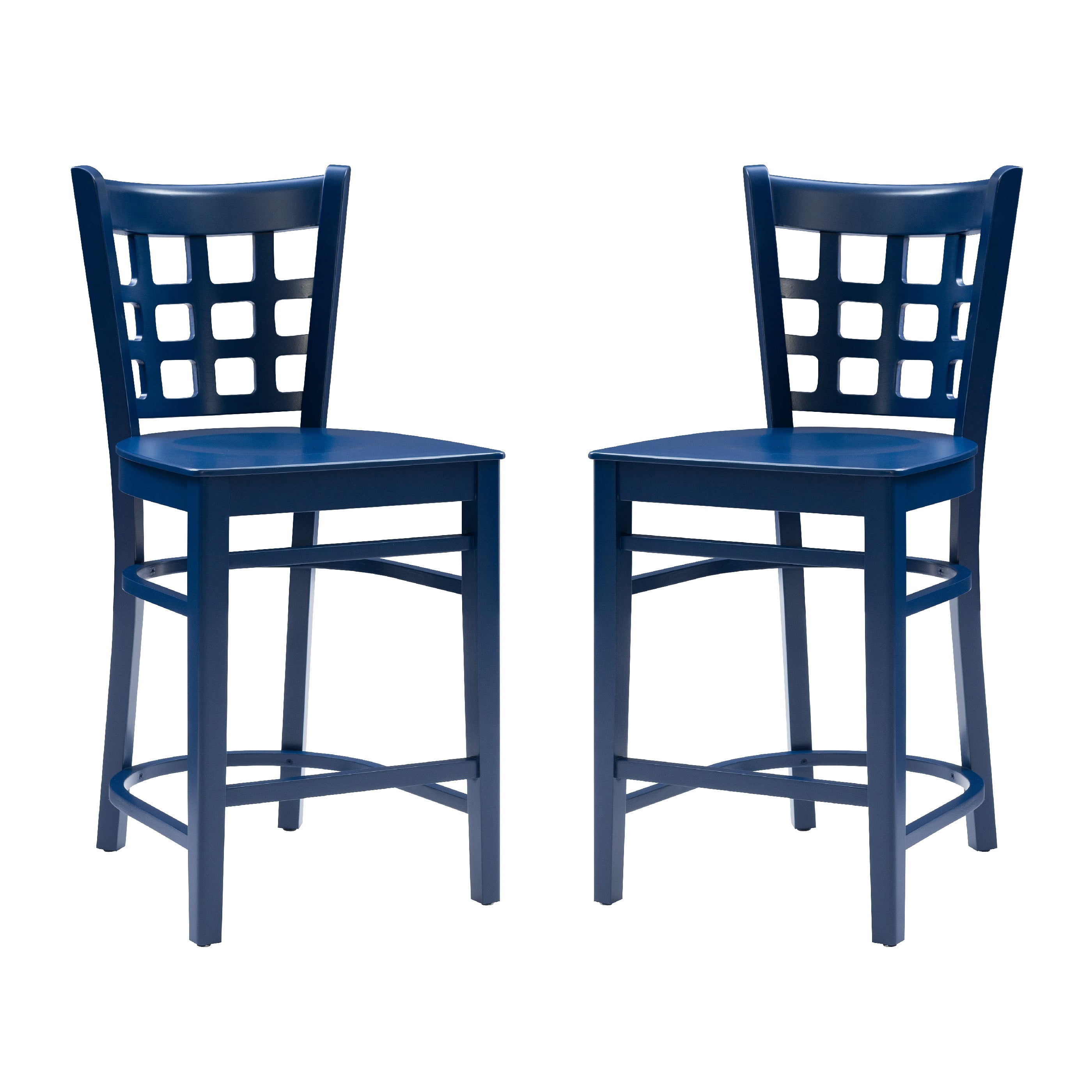 Linon Neville 24" Indoor Wood Counter Stool, Set of 2, Navy