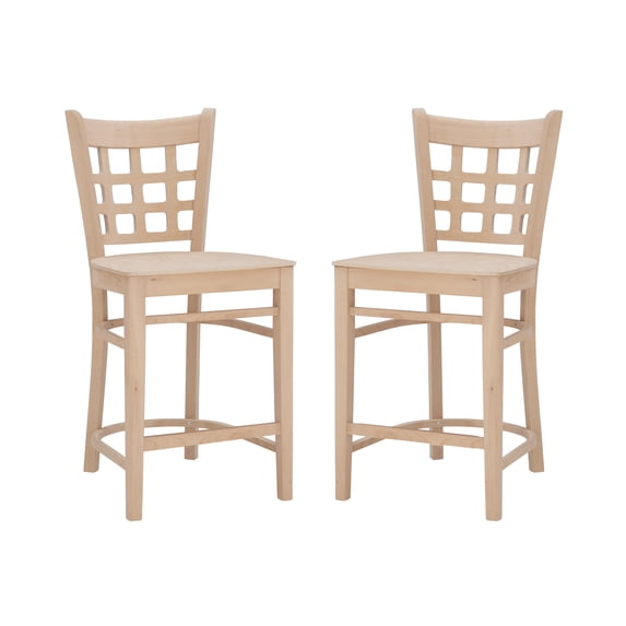 Linon Neville Square 24" Mid Back Counter Stools, Unfinished, Set of 2