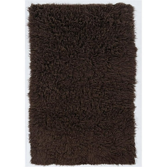 Linon New Flokati Hand Woven Wool 2'4"x4'3" Rug in Cocoa Brown