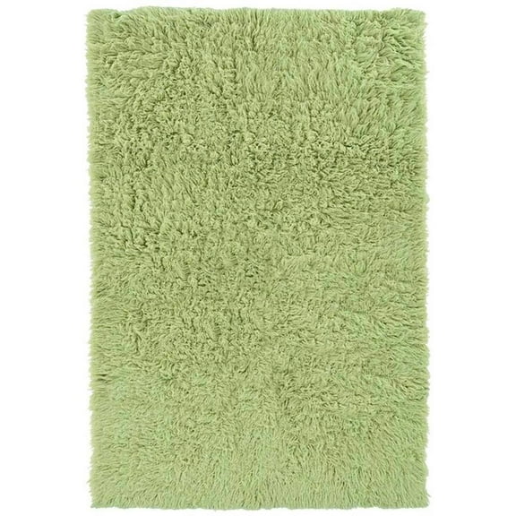 Linon New Flokati Hand Woven Wool 2'4"x4'3" Rug in Lime Green