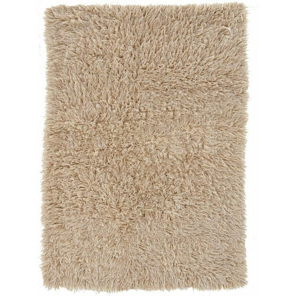 Linon New Flokati Hand Woven Wool 3'6"x5'6" Rug in Tan Brown