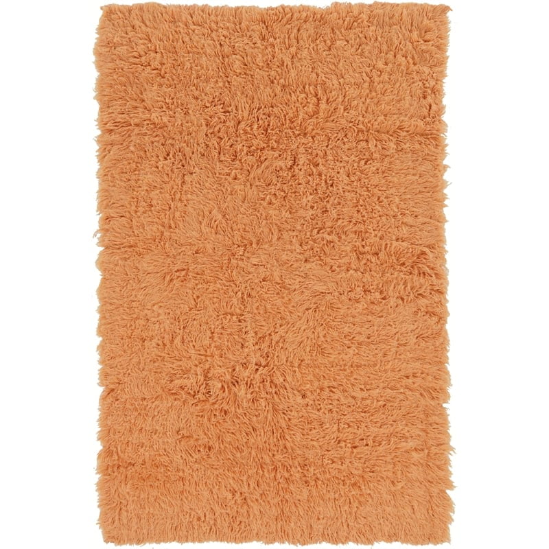 Linon New Flokati Hand Woven Wool 5'x8' Rug in Sherbet Orange