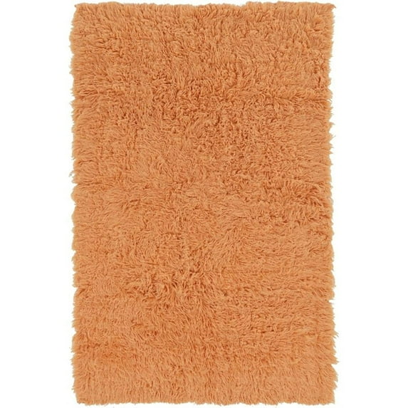 Linon New Flokati Hand Woven Wool 8'x10' Rug in Sherbet Orange