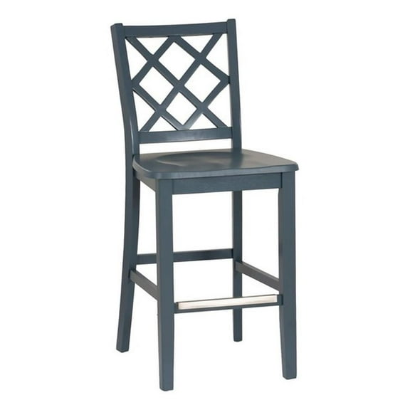 Linon Nico Sturdy Wood Lattice Back Counter Stool in Crisp Graphite Finish