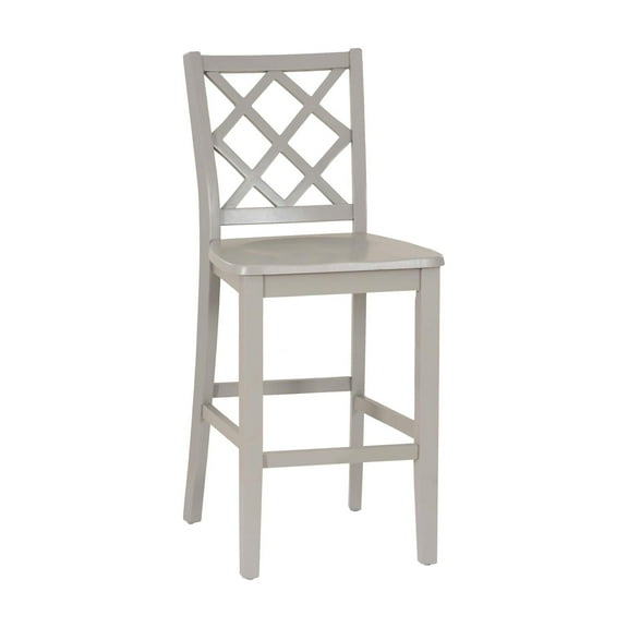 Linon Nico Lattice Back Counter Stool in Crisp Gray Painted Solid Wood