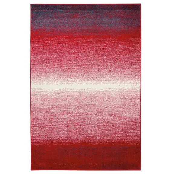 Linon Omar Polypropylene 5'x7'6" Rug in Red and Ivory
