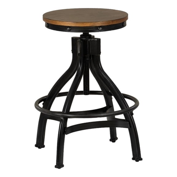 Linon Otis Metal Adjustable Height Backless Stools Set of 2 in Dark Gunmetal
