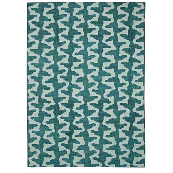 Linon Outdoor Washable Area Rug Collection, Aqua and Green, 3' x 5'