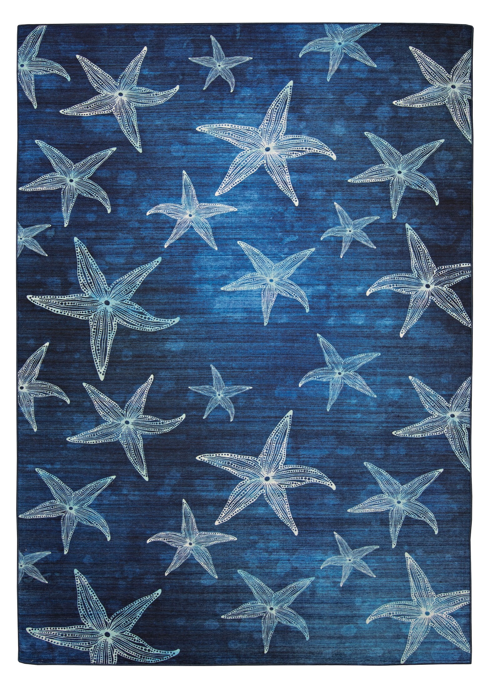 Boca Blue & Light Blue 3' x 5' Washable Synthetic Rug
