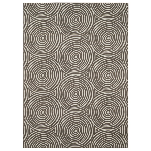 Linon Outdoor Washable Area Rug Collection, Ivory and Brown, 3' x 5'