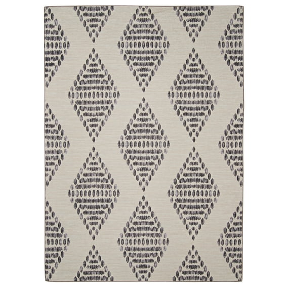 Linon Outdoor Washable Area Rug Collection, Ivory and Brown, 3' x 5'