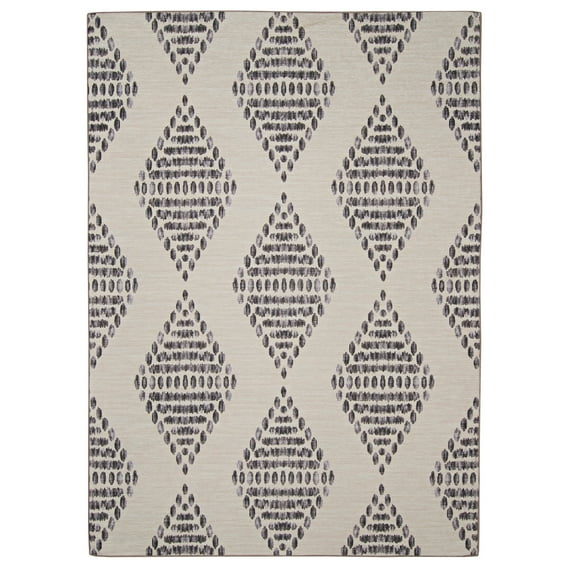 Linon Outdoor Washable Area Rug Collection, Ivory and Brown, 7' x 9'