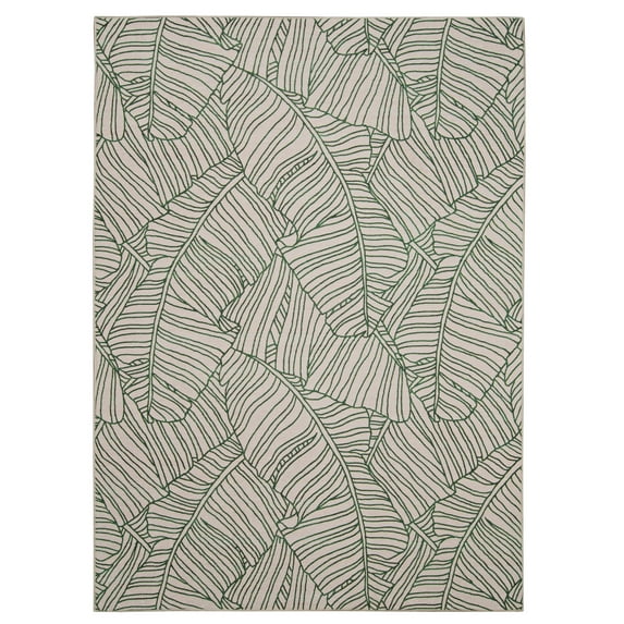 Linon Outdoor Washable Area Rug Collection, Ivory and Green, 3' x 5'