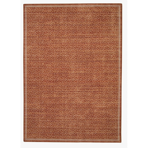 Linon Outdoor Washable Area Rug Collection, Orange and Ivory, 7' x 9'