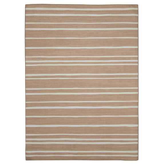 Linon Outdoor Washable Area Rug Collection, Tan and Ivory, 2' x 3'