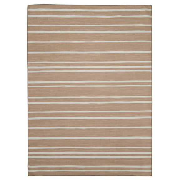 Linon Outdoor Washable Area Rug Collection, Tan and Ivory, 3' x 5'