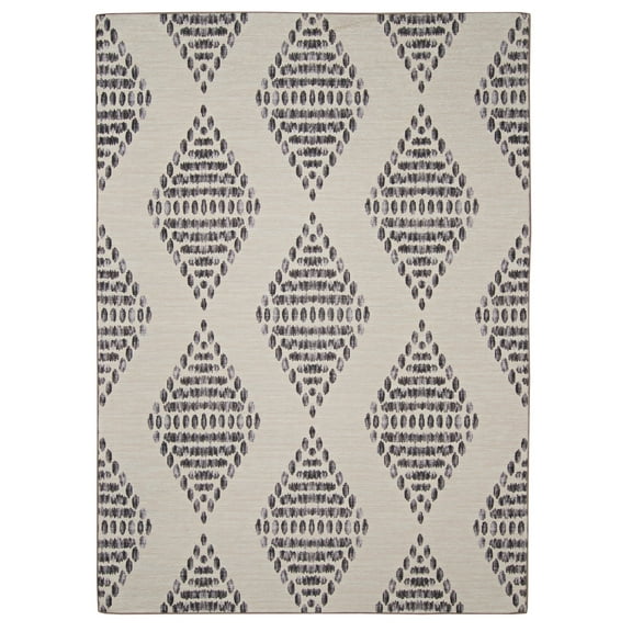 Linon Outdoor Washable Navarre Ivory & Brown 5' X7', Rug