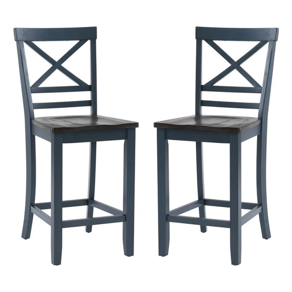 Linon Oz Wood X Back Bar Height Stools, 2 Tone Counter Stool Set of 2 ...
