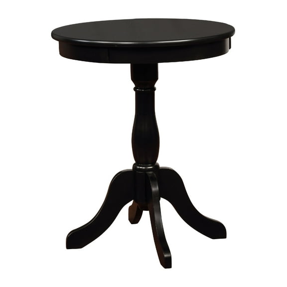 Linon Palmetto Round Pedestal Accent Table in Black Painted Wood