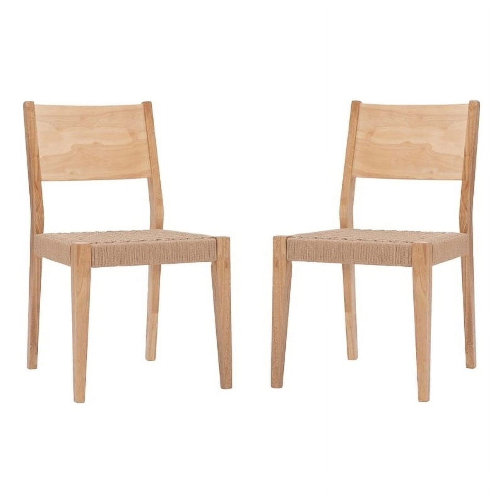 Midcentury Natural Brown Basketweave Rope & Wood Dining Chair Set