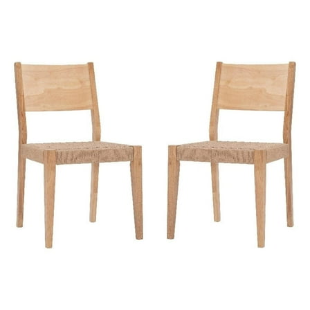 Linon Patty 18" Dining Chairs with Woven Seats Set of 2 in Natural Brown Wood