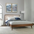 thumbnail image 1 of Linon Payson Platform Bed, Walnut Brown and Oatmeal Fabric, Queen, 1 of 8
