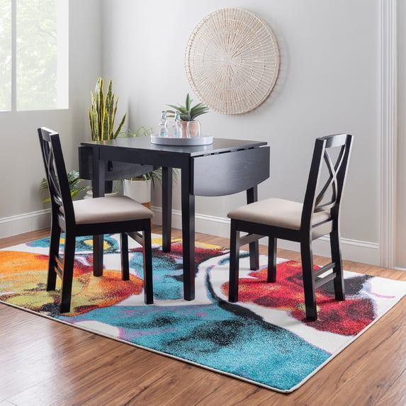 Linon Peake 3-Piece Drop Leaf Dining Set, Black