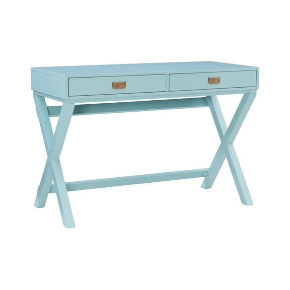 Linon Peggy 2-Drawer Writing Desk, 30" Tall, Blue