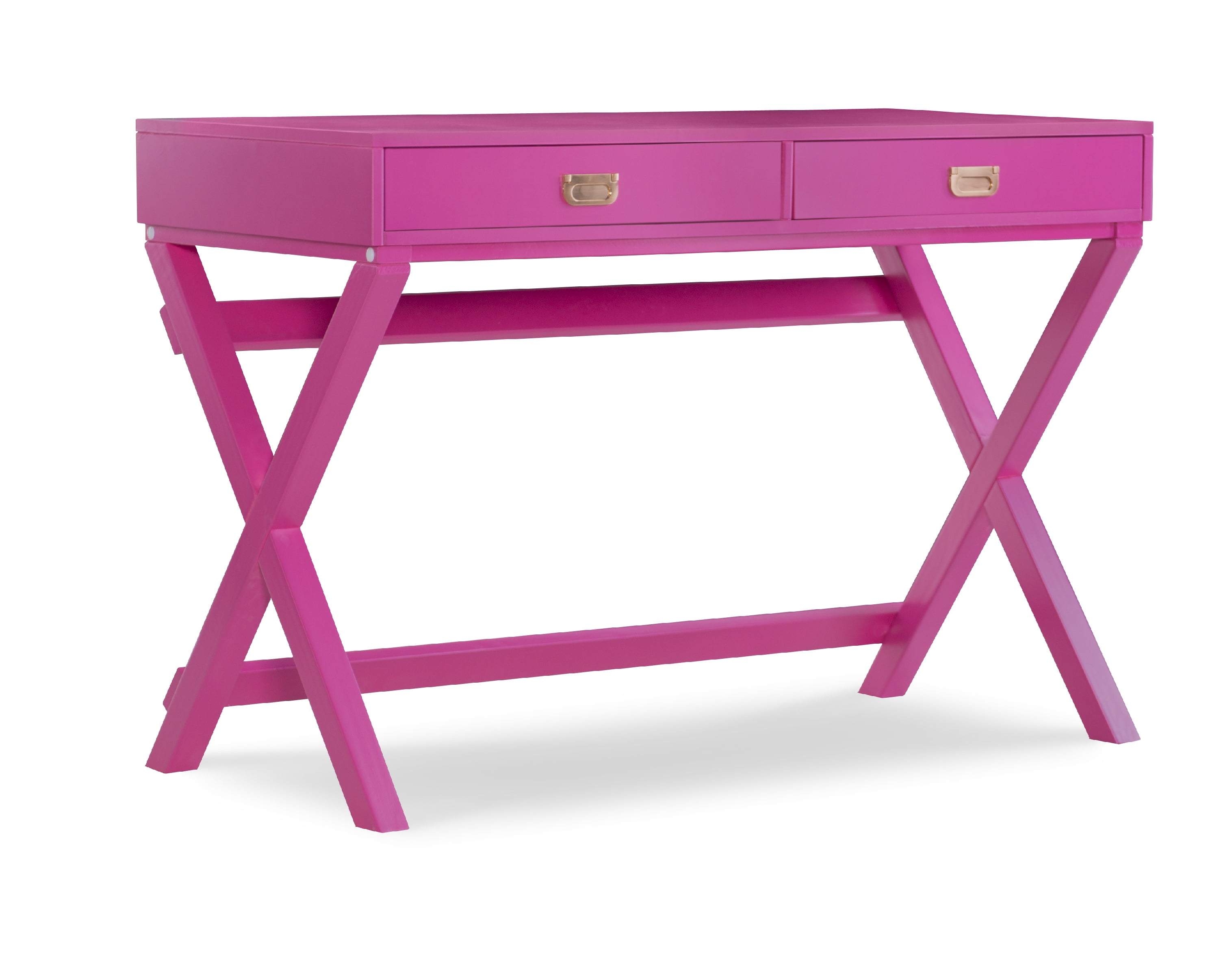 Raspberry Pink Wood Writing Desk with Drawers, 44"
