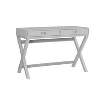 Linon Peggy Two Drawer Wood Writing Desk in Gray