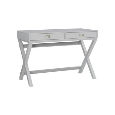 Linon Peggy Two Drawer Wood Writing Desk in Gray